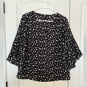 Emory Rose Flowy Black & Cream Patterned Top